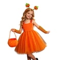 thumbnail image 4 of SUXIAN Toddler Summer Dress Halloween Short Sleeve Tutu Pumpkin Hat Carnival Fancy Party Outfit Girls Dresses Orange_001 7-8 Years, 4 of 8