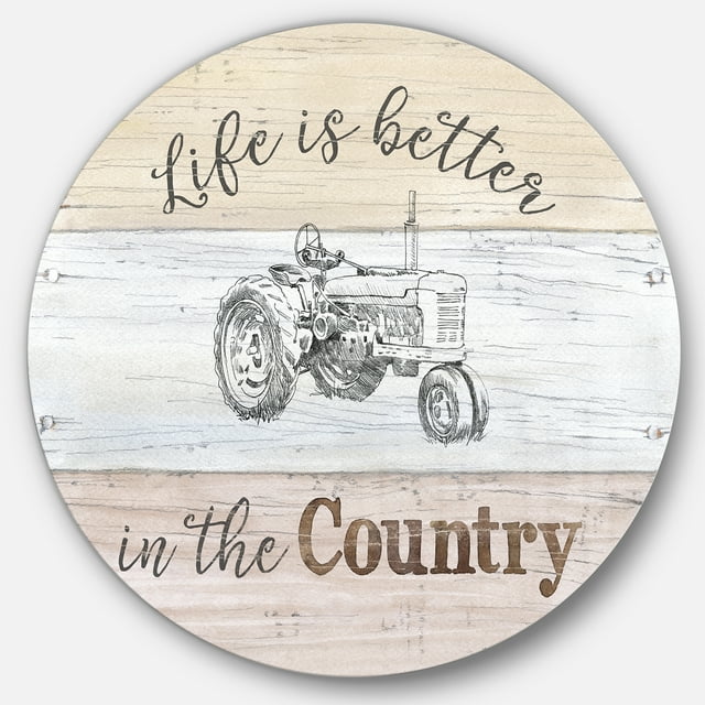 Designart « Tracteurs Moment Farmhouse » Art Mural Rond en Métal Farmhouse - Disque de 36