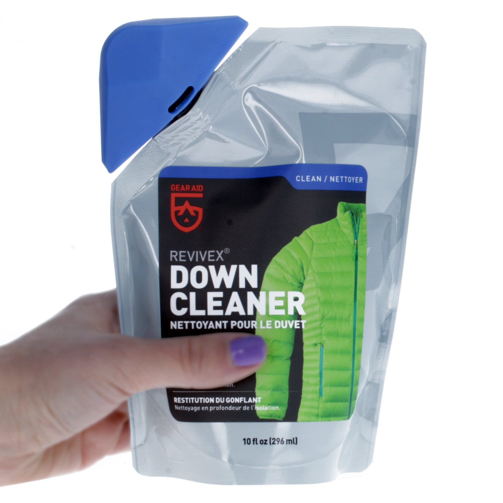  GEAR AID Revivex Down Care Kit for Jackets and Sleeping Bags,  with Down Cleaner, Water Repellent and Repair Patches, Clear, 10 oz  cleaner, 10 oz DWR, 1.5 x 2.5 patches 