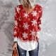 thumbnail image 2 of Camiseta de manga larga con cuello en V suelta con estampado de copos de nieve de Navidad informal para mujer Top Fridja  FKASFK3357, 2 of 4