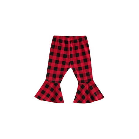 

Toddler Baby Christmas Casual Cotton Plaids Long Pajama Pants Fall Winter Flare Trouser