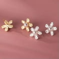 thumbnail image 4 of K-KED Solid 925 Sterling Silver Pearl Flower Stud Earrings 14mm Diameter Gift-Gold, 4 of 6