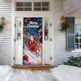 thumbnail image 4 of Christmas Door Cover With Santa Sleigh Design Elastic Stretchy Fabric For Front Door Holiday Decor(Blue-90x180cm), 4 of 4