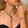 thumbnail image 4 of AEXTO Y Shape Bridal Wedding Jewelry Sets Rhinestone Necklace Earrings Bracelet Set Prom Formal Costume Jewelry Sets for Women and Brides, 4 of 9