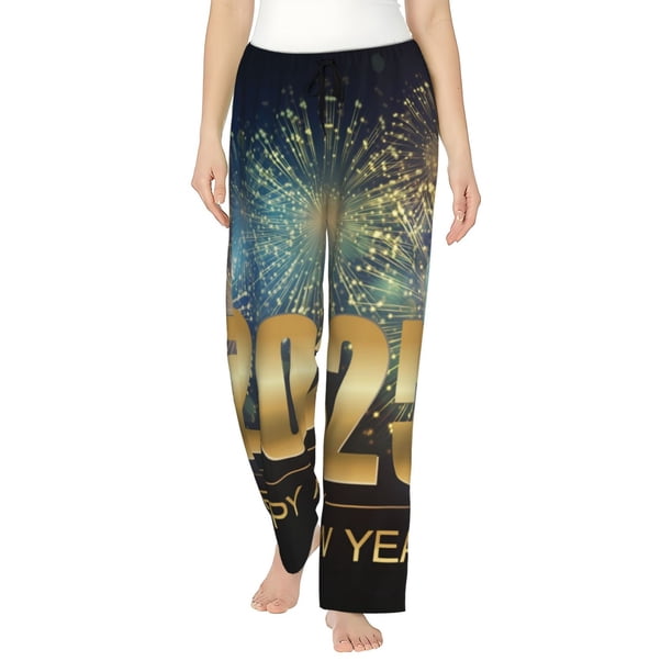 Balery 2025 New Year 5 Pantalones de pijama para mujer, pijamas ultraligeros, pantalones de estar por casa-Medium