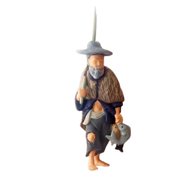 Figura antigua china 1/87 Zulema Hombre Pescador Azul