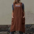 thumbnail image 3 of 2026 Cotton Linen Apron Cross Back Apron for Women with Big Pockets Square Pinafore Dress for Baking Cooking,Khaki XL, 3 of 7