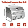 thumbnail image 6 of Bestfire 20" Tabletop Gas Grill 2 Burners, 20,000 BTUs Stainless Steel Portable Propane Grill with Legs for Outdoor Patio Backyard Camping, Tailgating, and RV Trips, 6 of 7