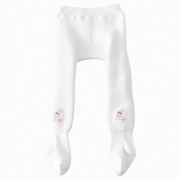 Xyant Girls Tights Soft Seamless Leggings Winter Knit Warm Newborn Pants Toddler Infant Baby Stockings (White,0-6 Months)