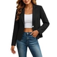 thumbnail image 2 of Business Casual Outfits for Women Women's Short Blazer Long Sleeved Lapel Business Casual Blazer Black S, 2 of 9