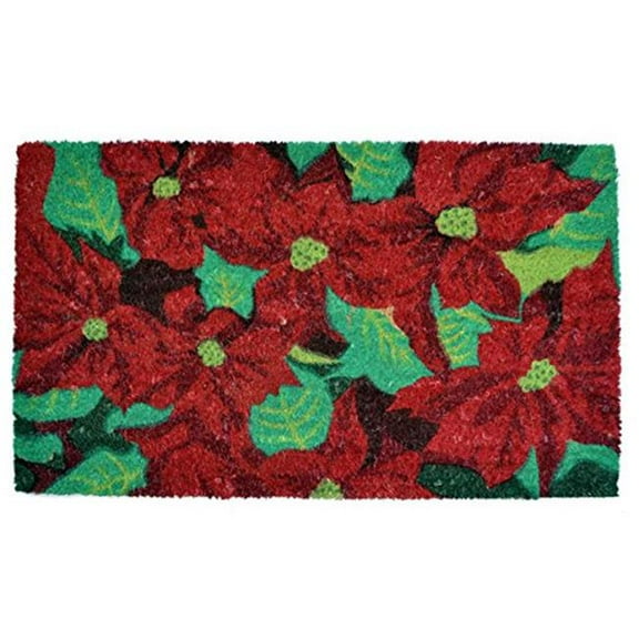 Poinsettia Vinyl Backed Coir Doormat