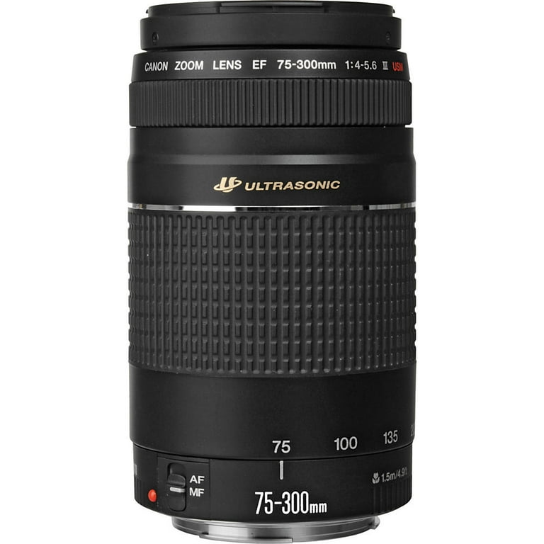 Canon EF 75-300mm f/4-5.6 III Zoom Camera Lens (Black) - Compact