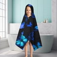 thumbnail image 6 of Black Blue Butterfly Pattern Hooded Bath Towel，50"x30" for Ages 3 To 12 Kids, Quick Dry Lightweight Soft Microfiber Hood Beach Towel Cover Up for Kids, 6 of 7