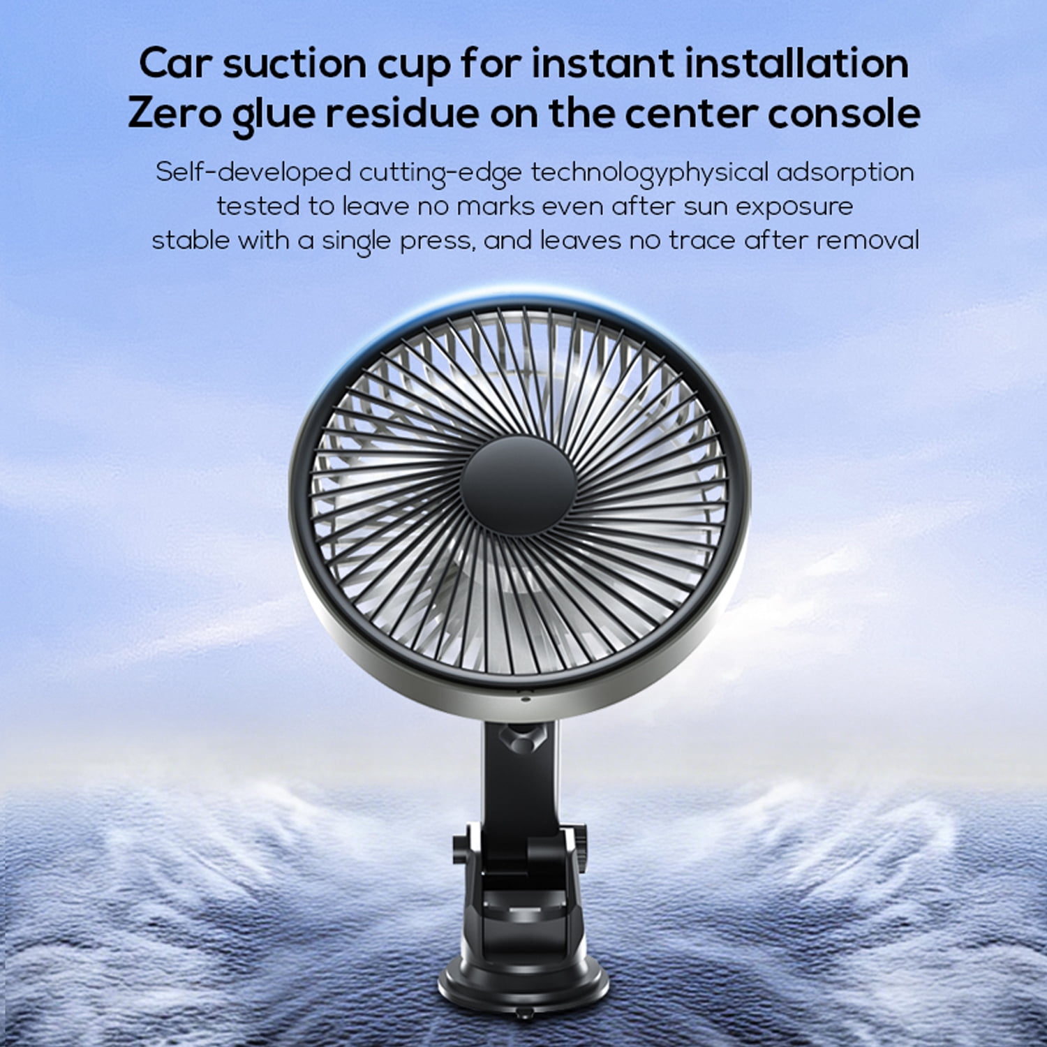 Car Fan, Rechargeable Car Fan with 3 Speeds, Low Noise, Strong Magnetic/Vacuum Suction Cup, No Trace Removable, Car Suction Cup Fan for Vehicle Truck Suv Car Van Rv Pickup