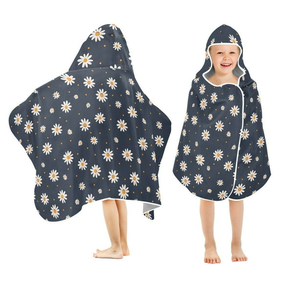Toddler Hooded Beach Towel 24x50 Kids Bath Towels Soft Quick Dry for Swim Pool Boys Girls Cute Little Daisy