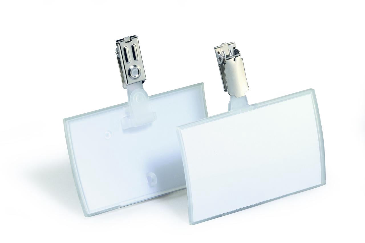 DURABLE Click Fold Badge Holders with Strap Clip, 2-1/8" x 3-5/8", Clear, Pack of 25 (821619)