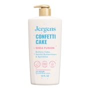 Jergens Shea Fusion Confetti Cake Scented Body Lotion, Moisturizer for Dry Skin, 14 fl oz
