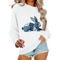 thumbnail image 4 of Heisall Women's Long Sleeve Sweatshirt Crew Neck Denim Bunny Print Loose Fit Casual Tops Soft Fleece Fall Winter Outfits, 4 of 5