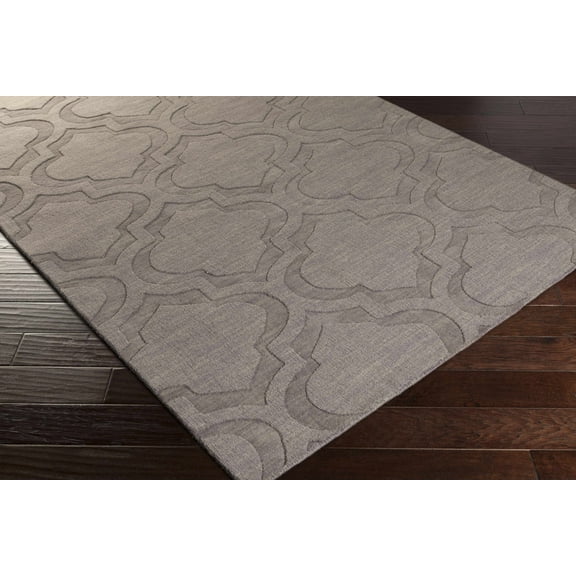 Hauteloom Oley Wool Living Room, Bedroom Area Rug - Solid & Striped - Charcoal, Taupe - 9' x 12'