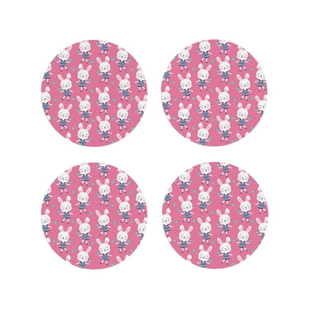 

Tideii Rabbit Holding Flowers for Leather Coasters 4 Pieces Anti-fouling and Anti-scalding Decorative Coasters Suitable for Restaurants Kitchens Coffee Shops-Round Shape