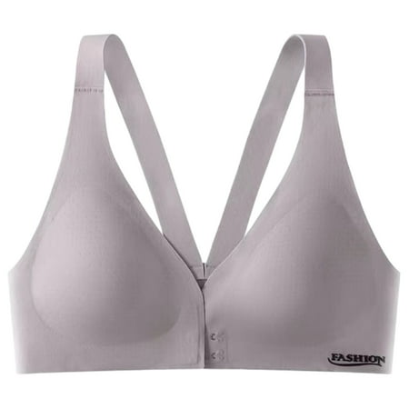 fheaev Front Closure Bras For Women Plus Size Full Coverage Bras No Underwire Front Snap Bras Post Surgery Front Closure Brassiere Ice Silk Seamless Underwear Wireless Minimizer Bra Everyday Bar