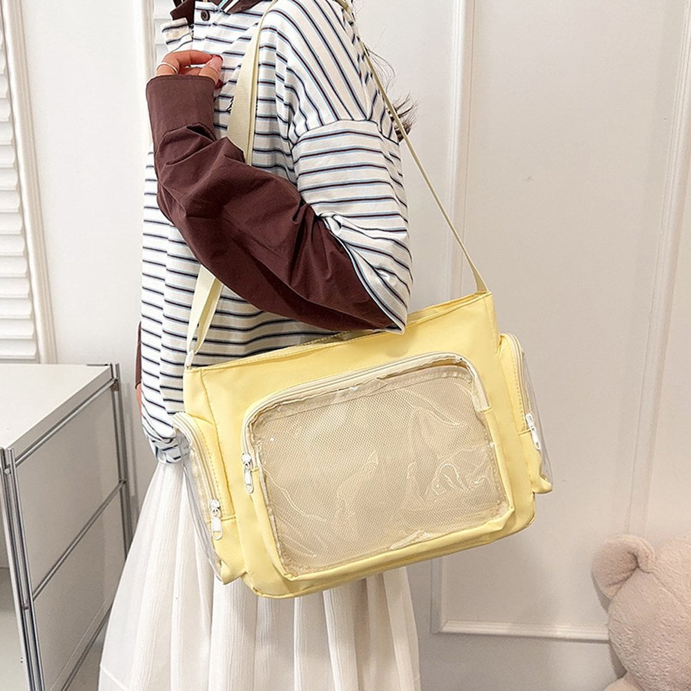 Hzzsbu Large Ita Messenger Bag Transparent Pin Display Crossbody