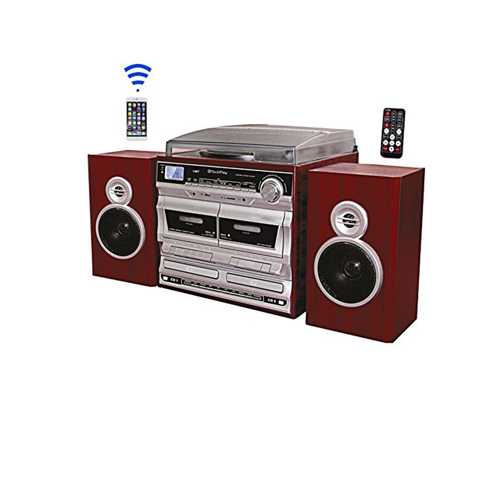 TechPlay Retro Turntable, Double CD & Cassette Recorder/Player, BT, AM