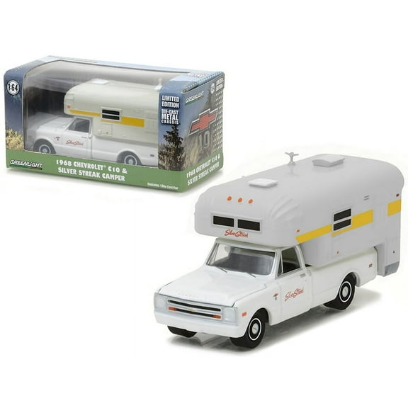 1968 Chevrolet C10 with Silver Streak Camper Hobby Exclusive 1/64 Diecast Model Car by Greenlight