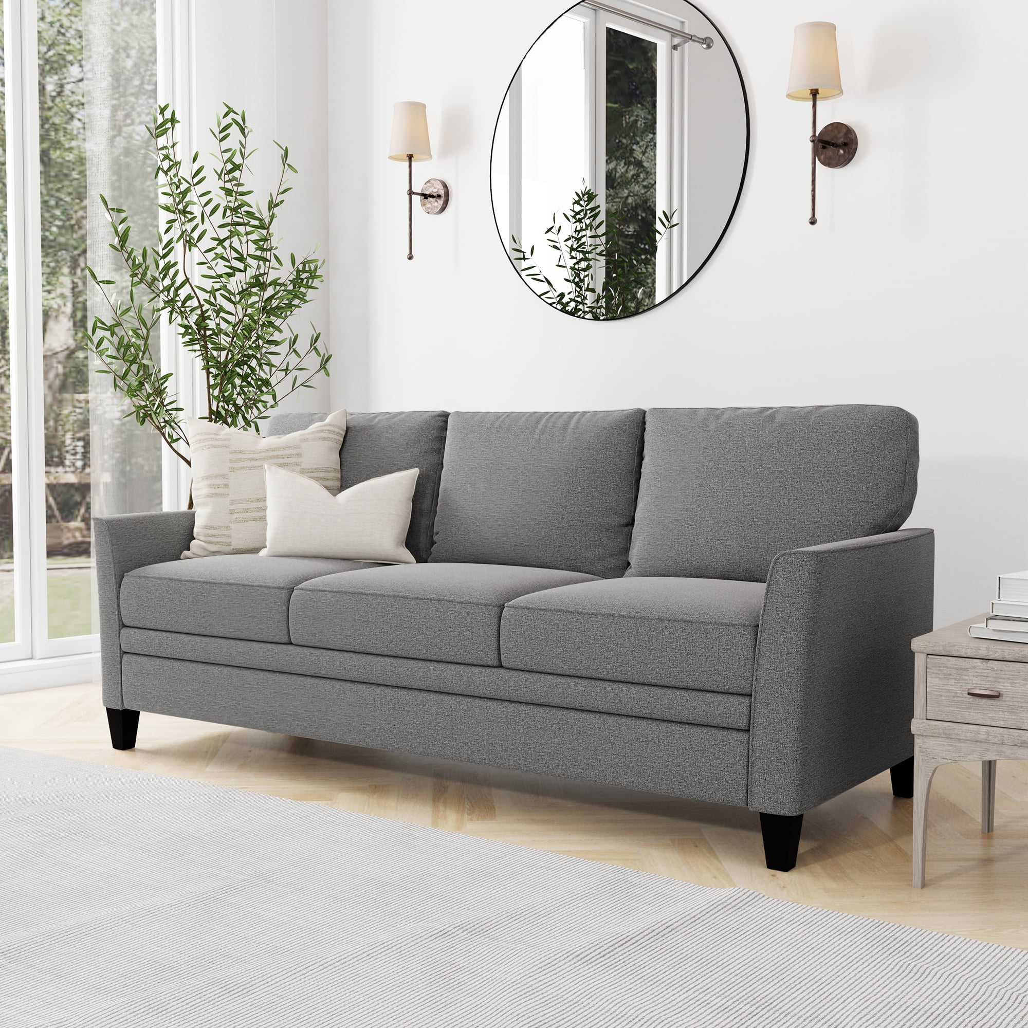 Mainstays Auden 81" 3 Seat Classic Modern Sofa, Gray