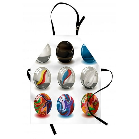 Pearl Finish Porcelain - Pearls Apron Collection of Different Marbles with Glass and Porcelain Materials Like Bubbles Artwork, Unisex Kitchen Bib Apron with Adjustable Neck for Cooking Baking Gardening, Multi, by Ambesonne