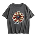 thumbnail image 4 of Htigea July 4th Womens Sunflower T-Shirt Cotton American Flag Short Sleeve Patriotic T Shirts Proud Independence Day Celebration Tees Dark Gray,2XL, 4 of 4
