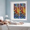 thumbnail image 4 of Blue Red Yellow Window Privacy Film, Modern Colored Rainbow Stained Glass Static Cling UV Sun Blocking Tint Film Heat Control Windows Films for Bedroom Bathroom, Window Stickers 17.7"x39.3", 4 of 8