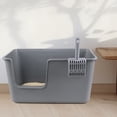 thumbnail image 6 of Hespama Plastic High Side Cat Litter Boxes with Scoopers, 2 Pack Large Gray Open Top Litter Trays, 6 of 7