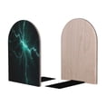thumbnail image 2 of KLL Green Lightning Flash Print Wood Book Ends for Shelves,1 Pair Wood Bookends Book Holder Stand Decorative, Book Stoppers for Heavy Duty Books CD File Video Games, 2 of 8