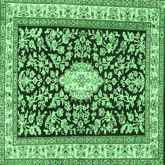 Ahgly Company Indoor Square Medallion Emerald Green Traditional Area Rugs, 8' Square
