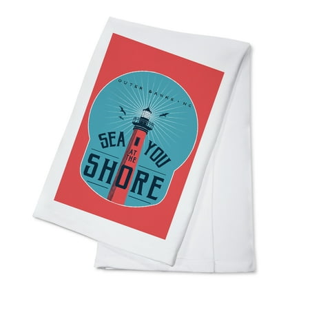

Outer Banks North Carolina Nautical Sayings Collection Sea You at the Shore Currituck Lighthouse Contour (100% Cotton Tea Towel Decorative Hand Towel Kitchen and Home)