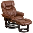 thumbnail image 2 of Emma + Oliver Multi-Position Recliner/Curved Ottoman - Swivel Wood Base in Vintage LeatherSoft, 2 of 12