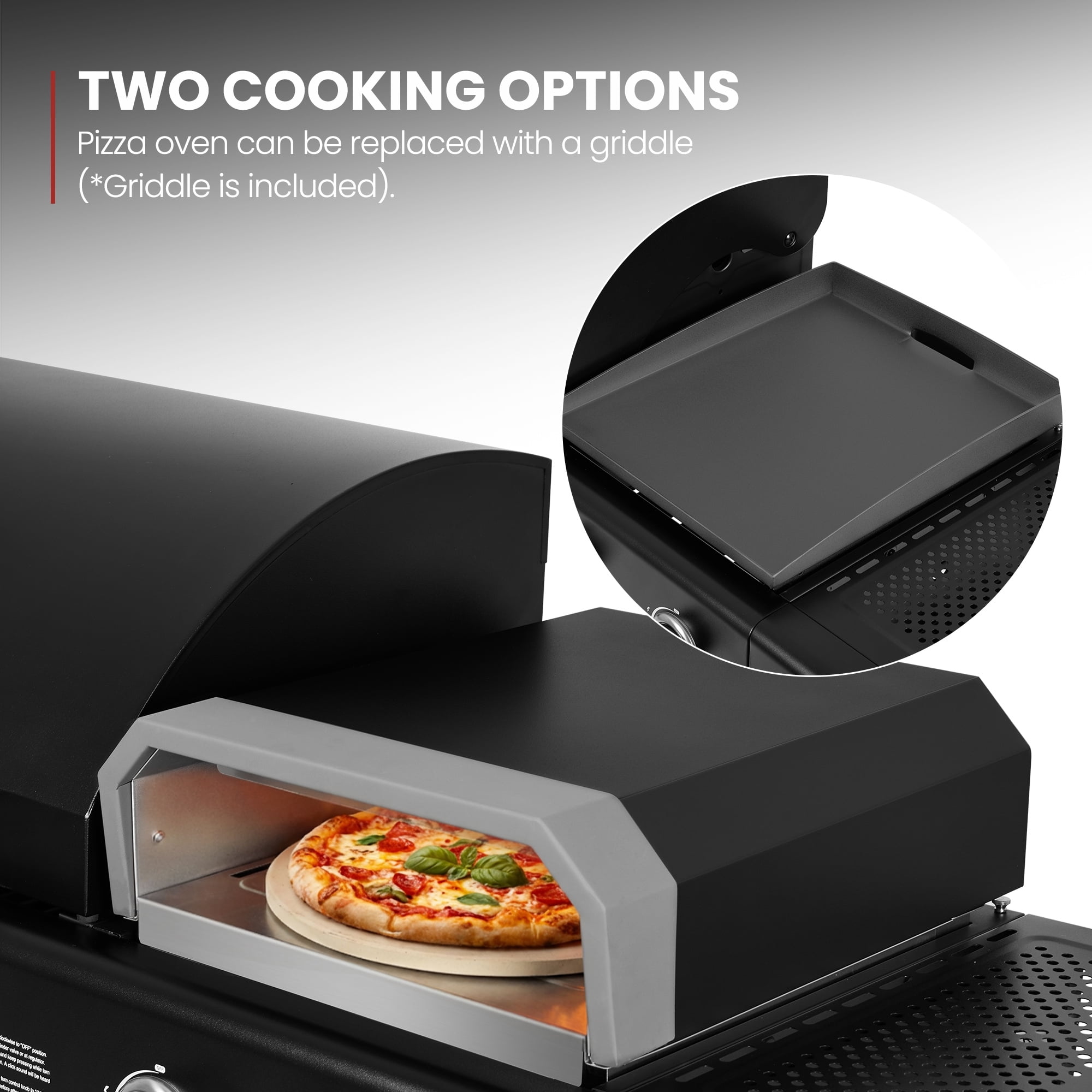 Royal Gourmet ZH3004H Premium Gas Grill and Pizza Oven Combo with Side Burner, 59,000 BTU, Two Swivel Wheels with Brakes, Perfect for Patio and Outdoor Parties, Black