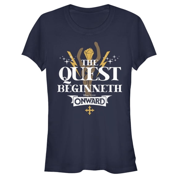Junior's Onward Quest Beginneth Sparkle  Graphic Tee Navy Blue Medium
