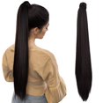 thumbnail image 1 of Extension Queue de Cheval à Clipser 32 Pouces, Cheveux Synthétiques Longs et Lisses pour Femmes - Brun Foncé, 1 of 7