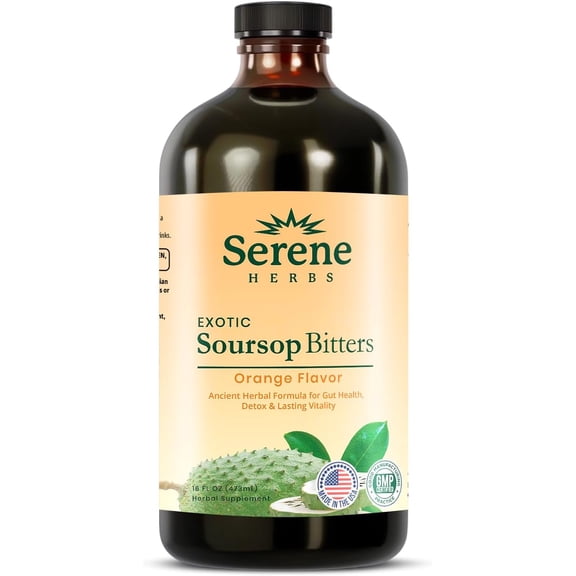 Serene Herbs Soursop Bitters Orange Flavor – Traditional Herbal Liquid Supplement, 16 fl oz