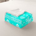 thumbnail image 4 of Erosebridal Bohemian Aztec Fleece Blanket 60x80, Tribal Geometric Pattern Sherpa Throw, Cyan Blue, 4 of 7