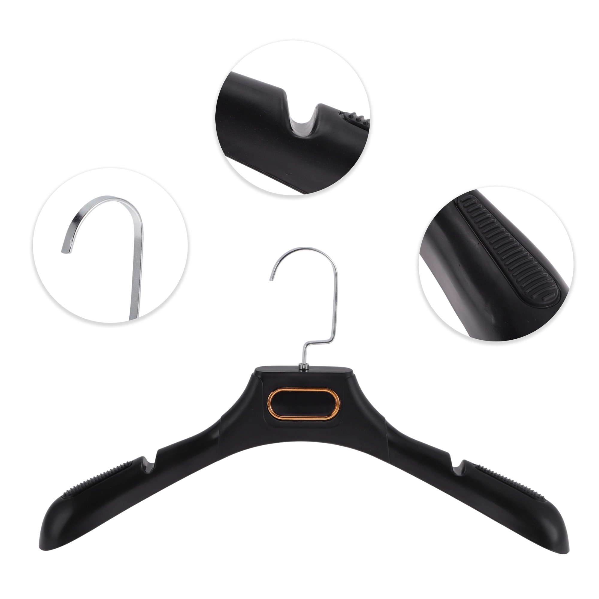 Unique Bargains 4 Pcs Clothes Hanger Space-saving Flat Hook Garment Hanger Black