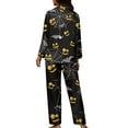 thumbnail image 2 of Renewold Halloween Clothing Button Pajama Tops Women Casual Pants with Pockets & Long Sleeve Top Set of 2 Spider Web Bats Skin Friendly Sleepwear Nightwear Size XS, 2 of 6