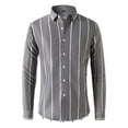 thumbnail image 3 of Aofany Mens Dress Shirts Casual Stripes Long Sleeve Shirts Lightweight Comfort Button Up Shirts Plain Wrinkle Free Business Shirt, 3 of 7