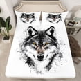 thumbnail image 2 of Castle Fairy Wolf Wildlife Bed Sheets for Teens Female Men,Black Grey King Sheets, 2 of 7