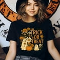 thumbnail image 3 of Trick or Treat Raccoon Ghost Pumpkin Halloween Graphic T-Shirt, Azalea, Size XL, 3 of 6