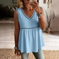 thumbnail image 6 of Womens Summer Tops Trendy Loose Round Neck Lace Patch Oversized Tshirts for Women Blue 2XL, 6 of 8