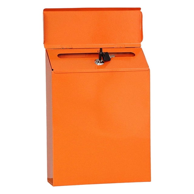 Mailbox Wall Mount Post Mail Lockable Mail Key Front Door Decorative Letterbox Suggestion Box Newspaper Magazines Letters Receive Case , Orange