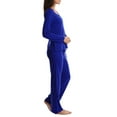 thumbnail image 2 of Blis Women's and Women's Plus Sleep Long Sleeve Satin Trim Pajama Pant Set, 2 of 3